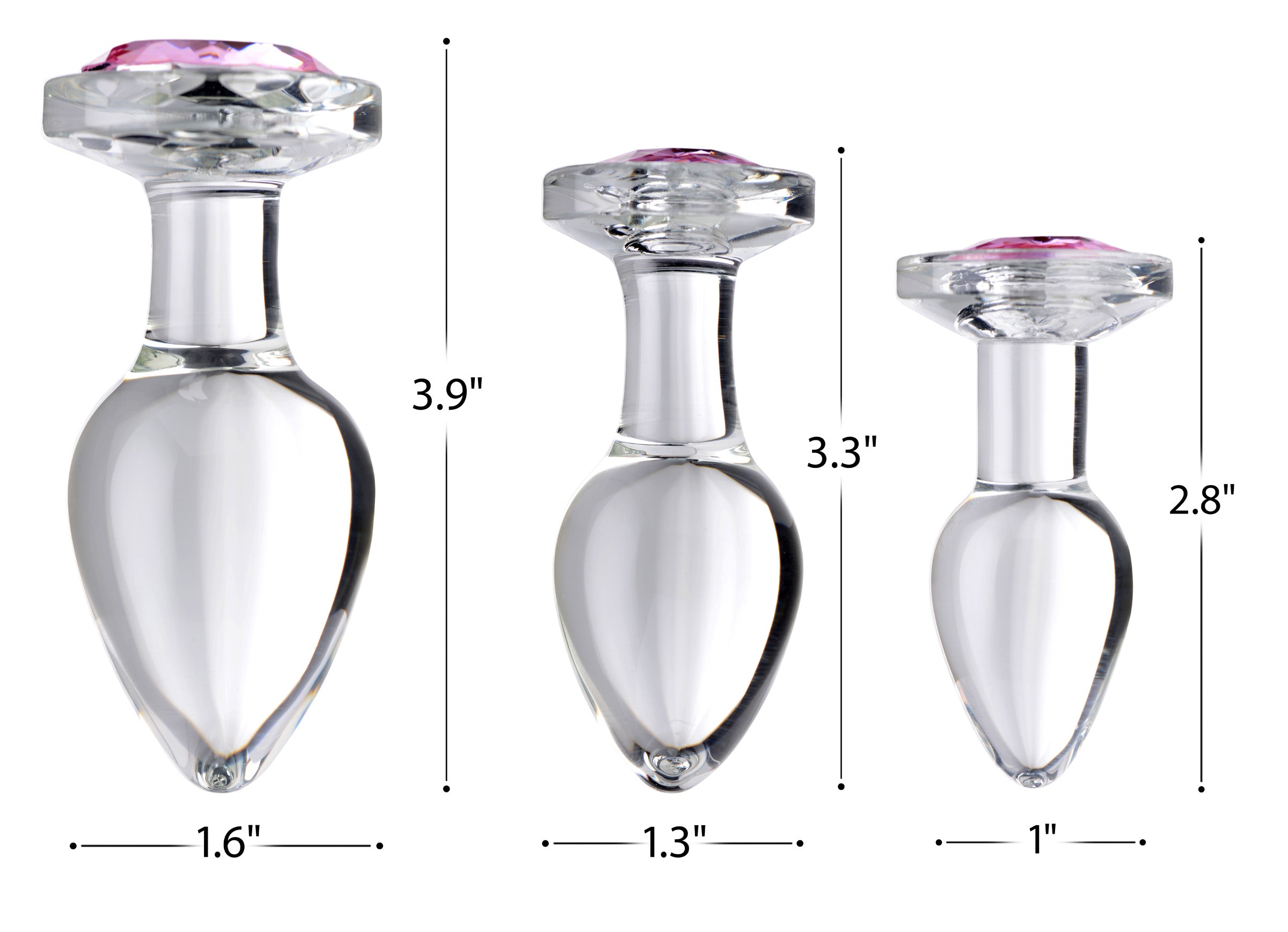 Pink Gem Glass Anal Plug - Medium