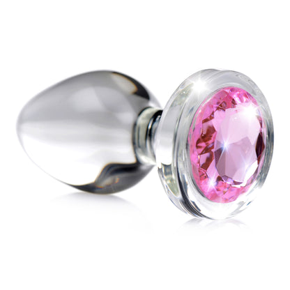 Pink Gem Glass Anal Plug - Medium