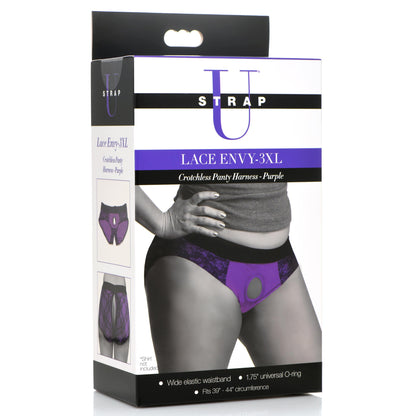 Lace Envy Crotchless Panty Harness - 3XL