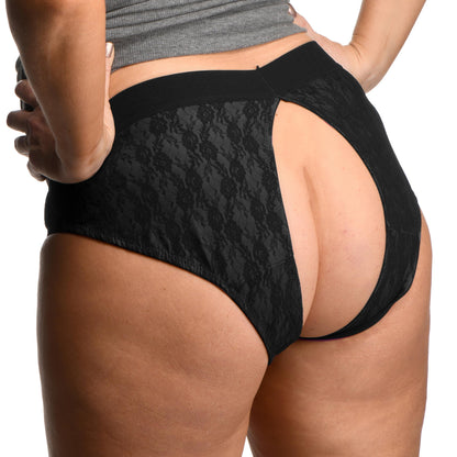 Lace Envy Black Crotchless Panty Harness - 3XL