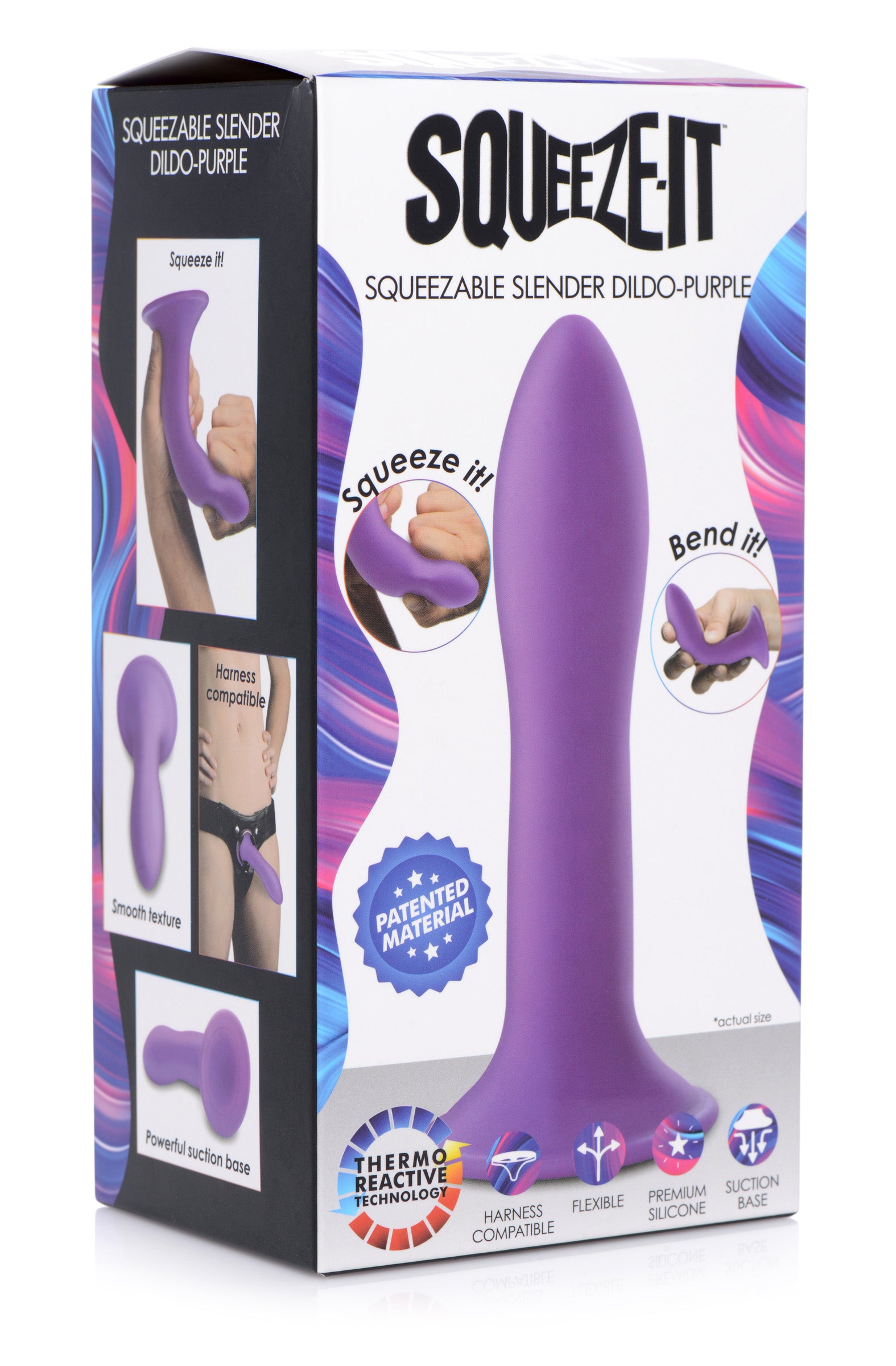 Squeezable Slender Dildo - Purple