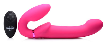 10X Remote Control Ergo-Fit G-Pulse Inflatable and Vibrating Strapless Strap-on - Pink