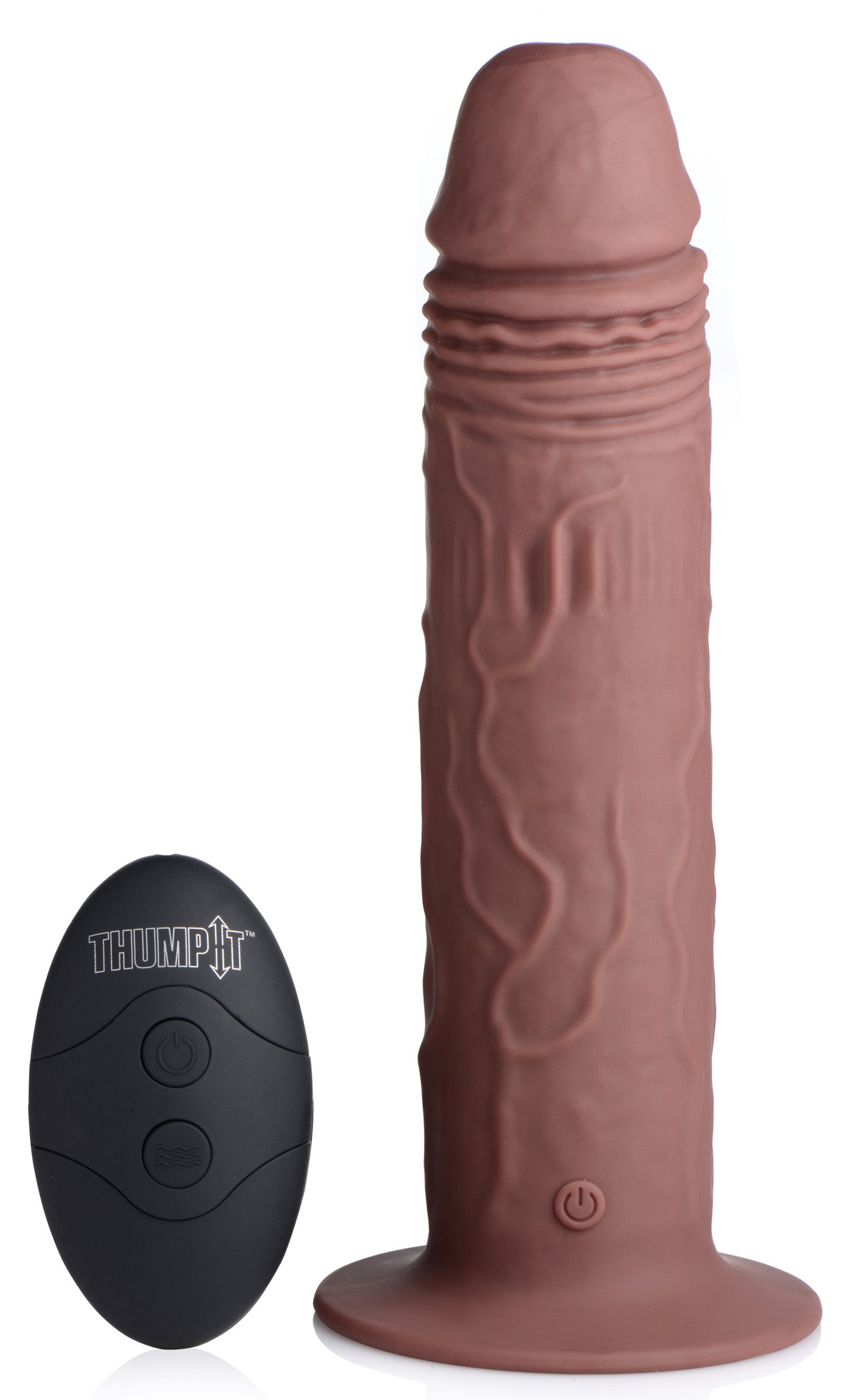 7X Remote Control Vibrating and Thumping Dildo - Dark