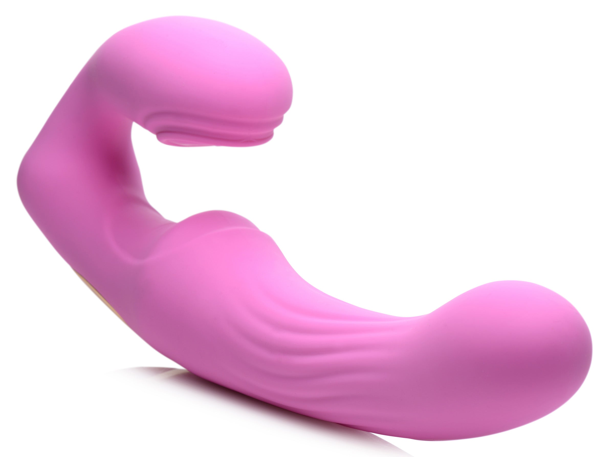 15X U-Pulse Silicone Pulsating and Vibrating Strapless Strap-on with Remote - Pink