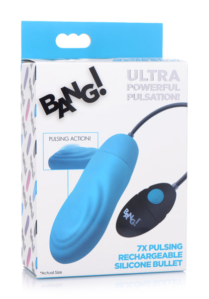 7X Pulsing Rechargeable Silicone Vibrator - Blue