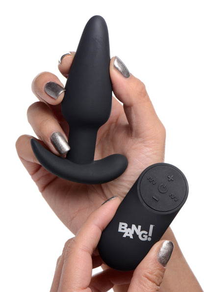 Remote Control 21X Vibrating Silicone Butt Plug - Black