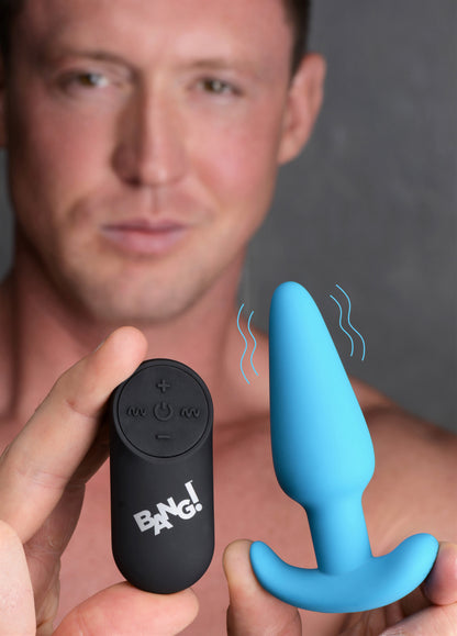 Remote Control 21X Vibrating Silicone Butt Plug - Blue