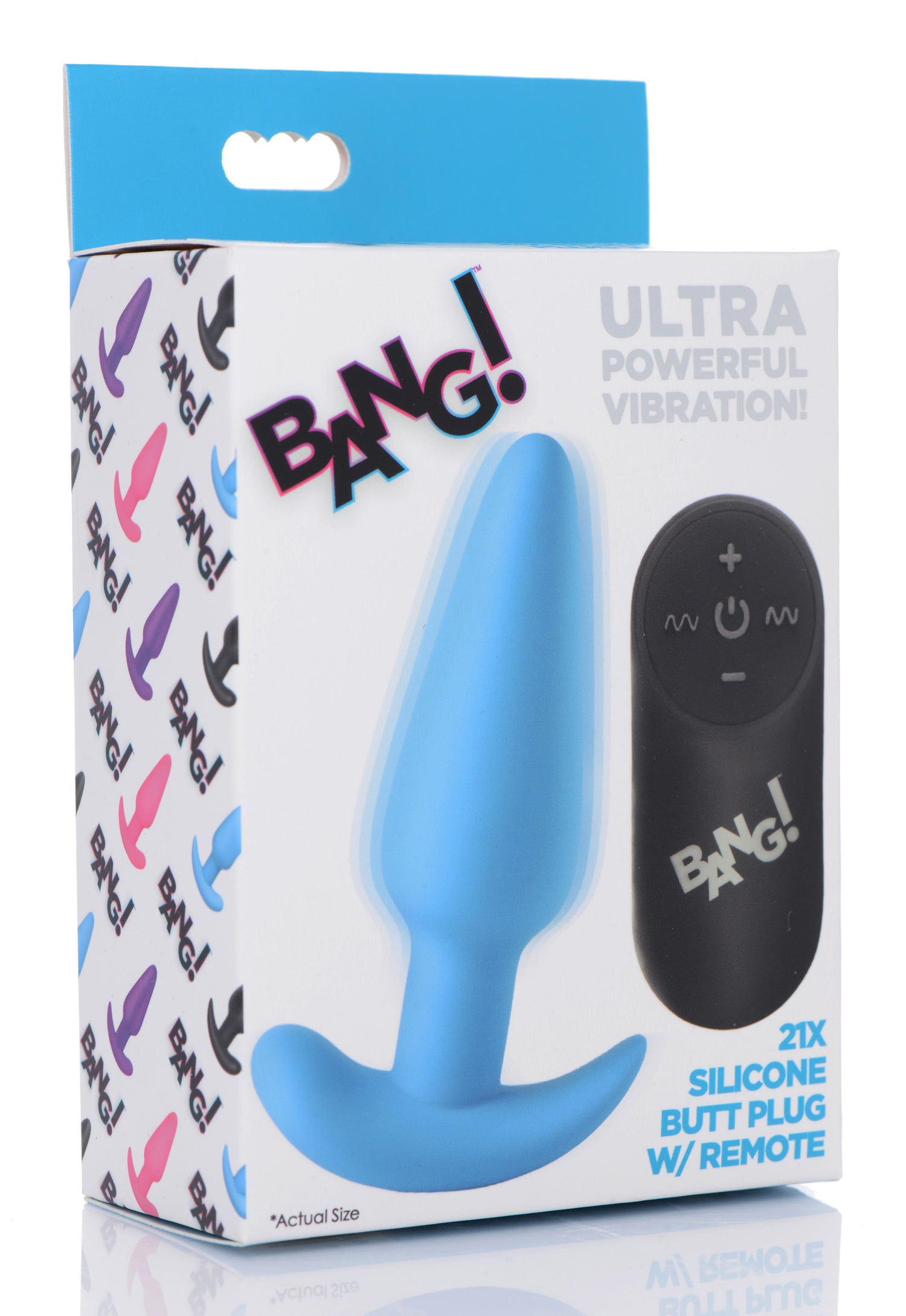 Remote Control 21X Vibrating Silicone Butt Plug - Blue