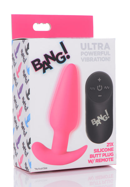 Remote Control 21X Vibrating Silicone Butt Plug - Pink