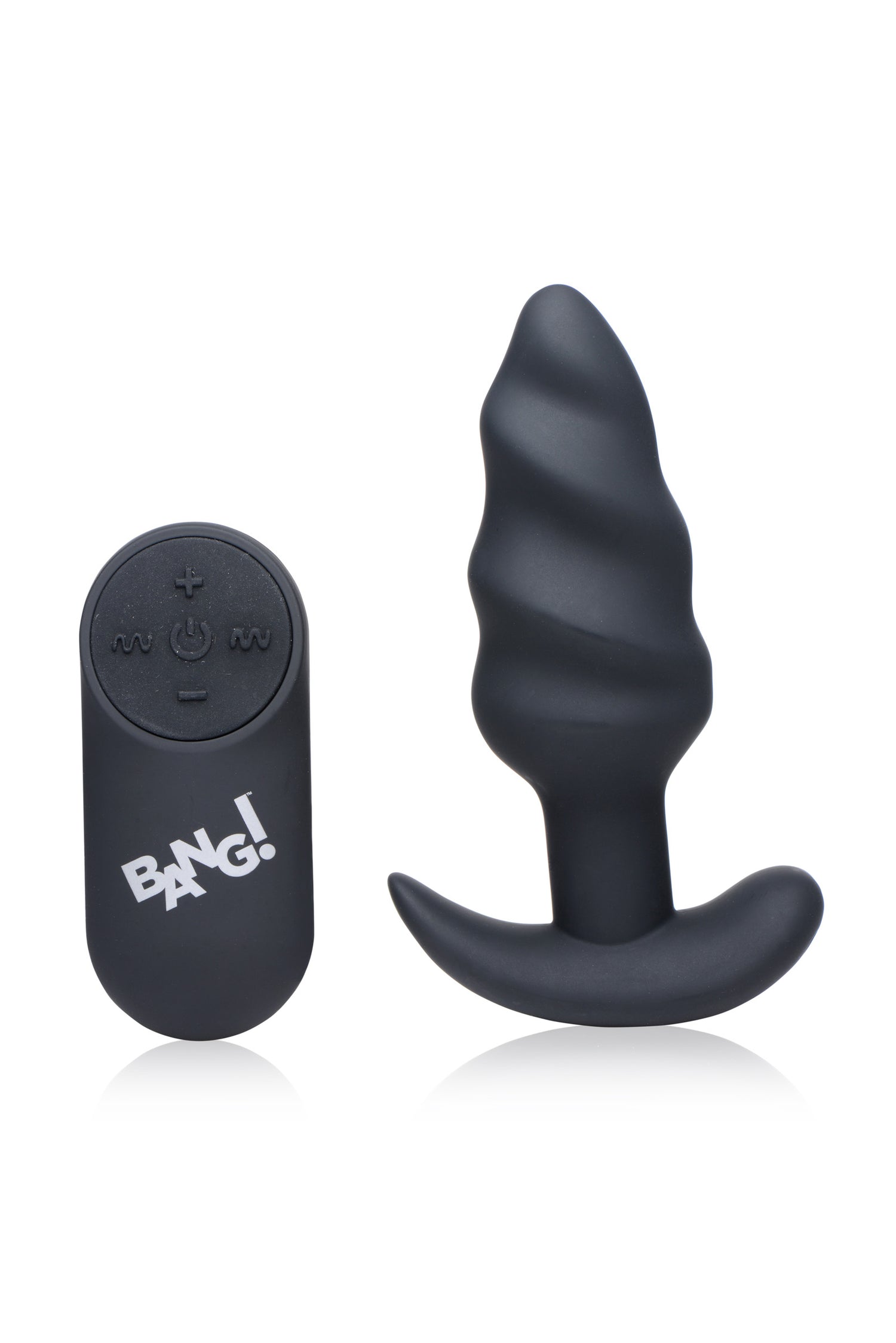 Remote Control 21X Vibrating Silicone Swirl Butt Plug - Black