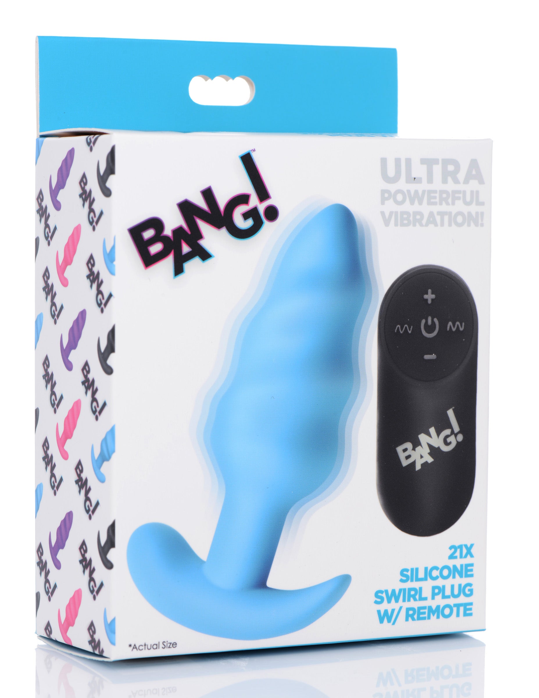 Remote Control 21X Vibrating Silicone Swirl Butt Plug - Blue