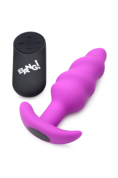 Remote Control 21X Vibrating Silicone Swirl Butt Plug - Purple