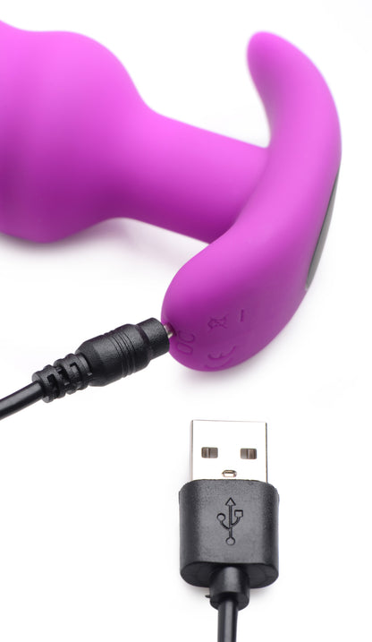 Remote Control 21X Vibrating Silicone Swirl Butt Plug - Purple