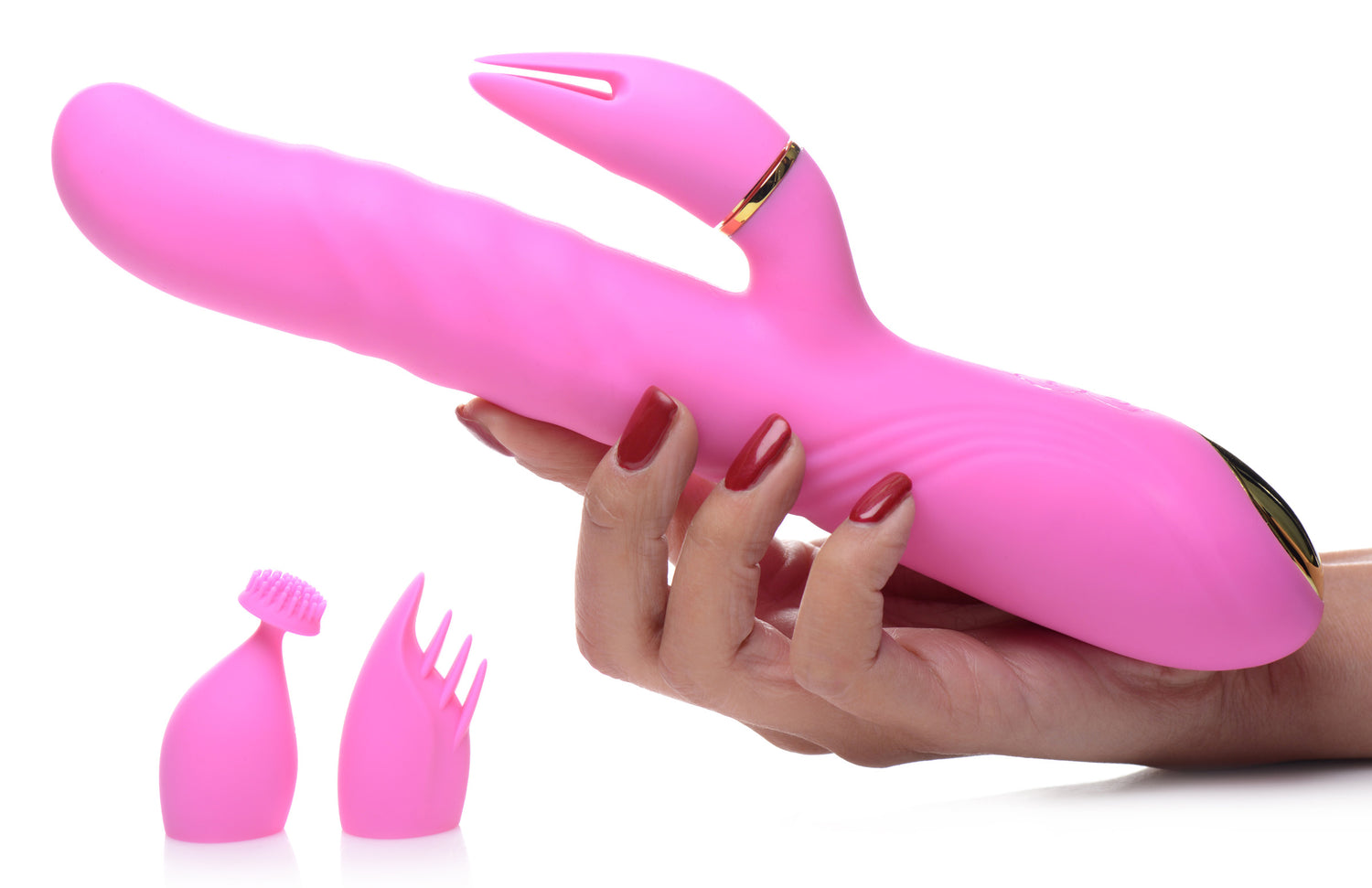 10X Versa-Thrust Vibrating and Thrusting Silicone Rabbit with 3 Attachments