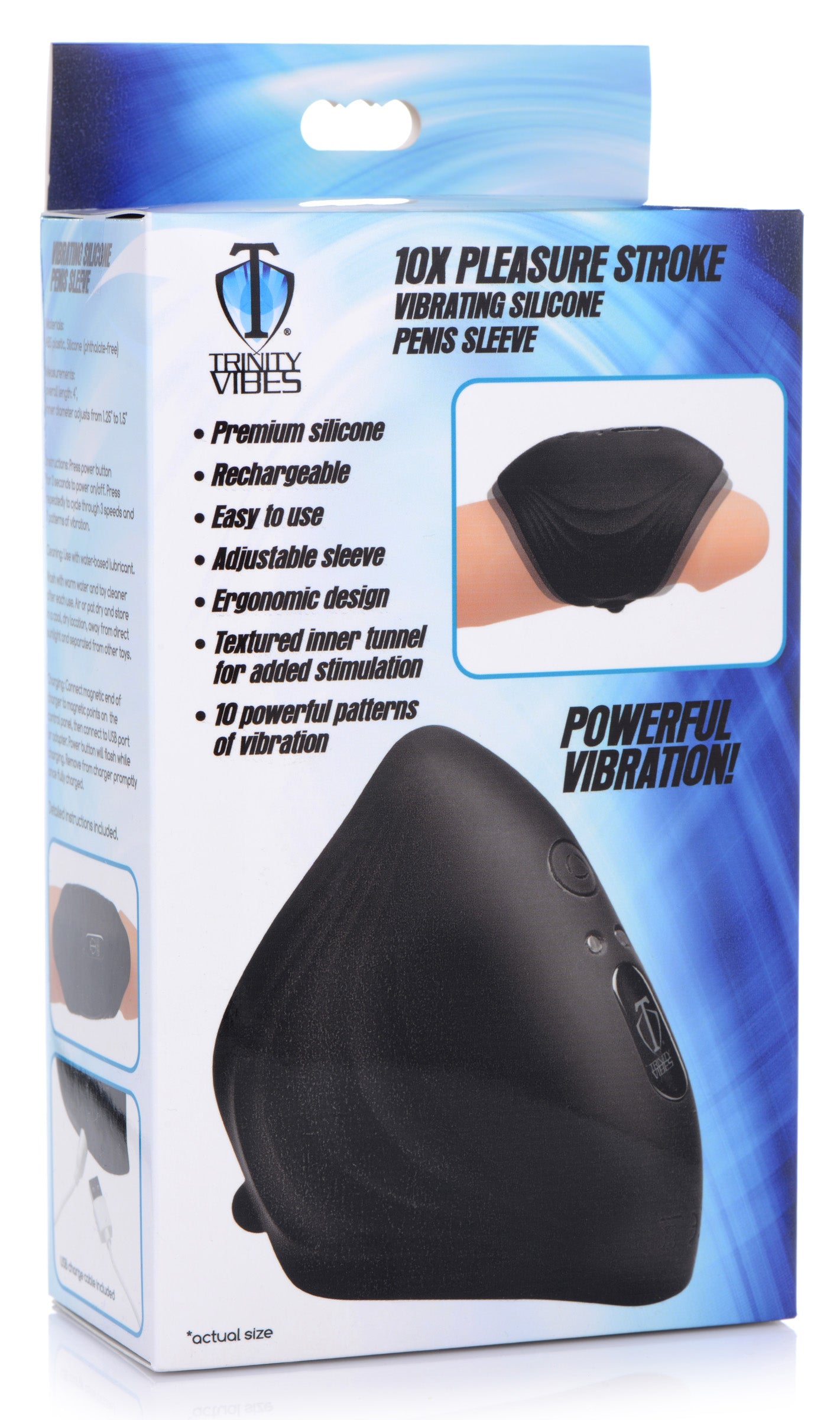 10X Pleasure Stroke Vibrating Silicone Penis Sleeve