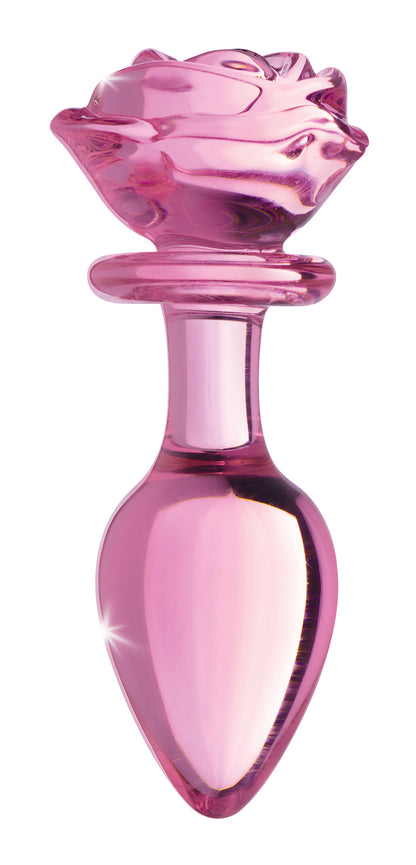 Pink Rose Glass Anal Plug - Large