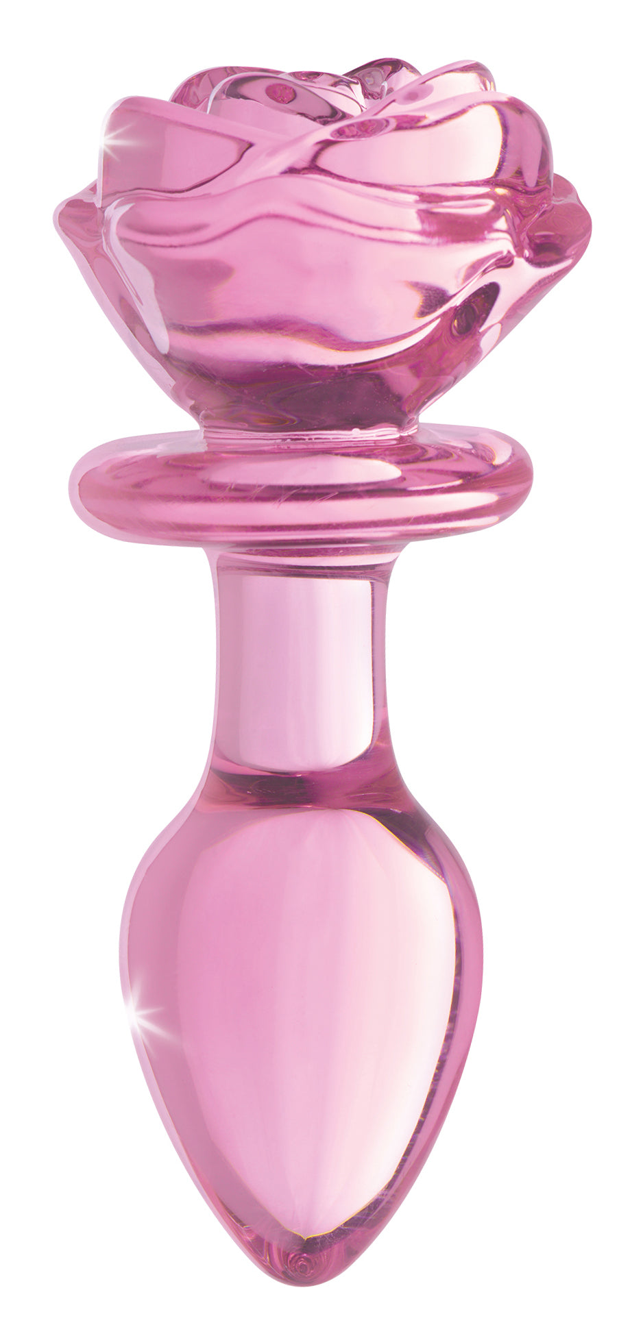 Pink Rose Glass Anal Plug - Medium