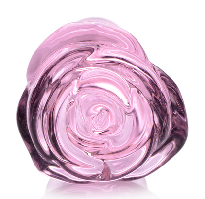 Pink Rose Glass Anal Plug - Small