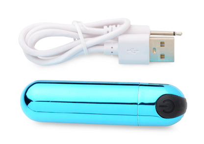 10X Rechargeable Vibrating Metallic Bullet - Blue