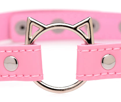 Kinky Kitty Ring Slim Choker - Pink