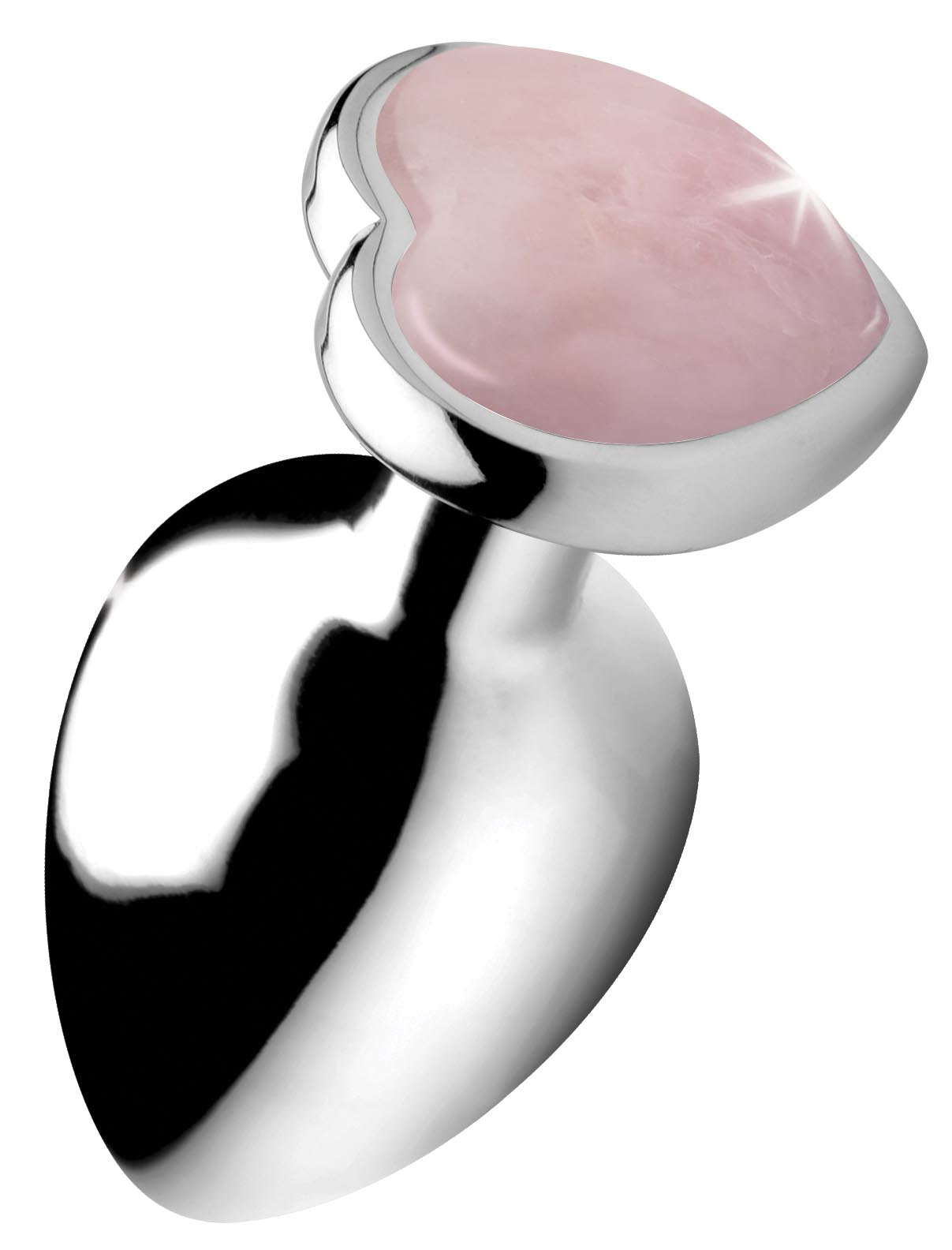 Authentic Rose Quartz Gemstone Heart Anal Plug - Large