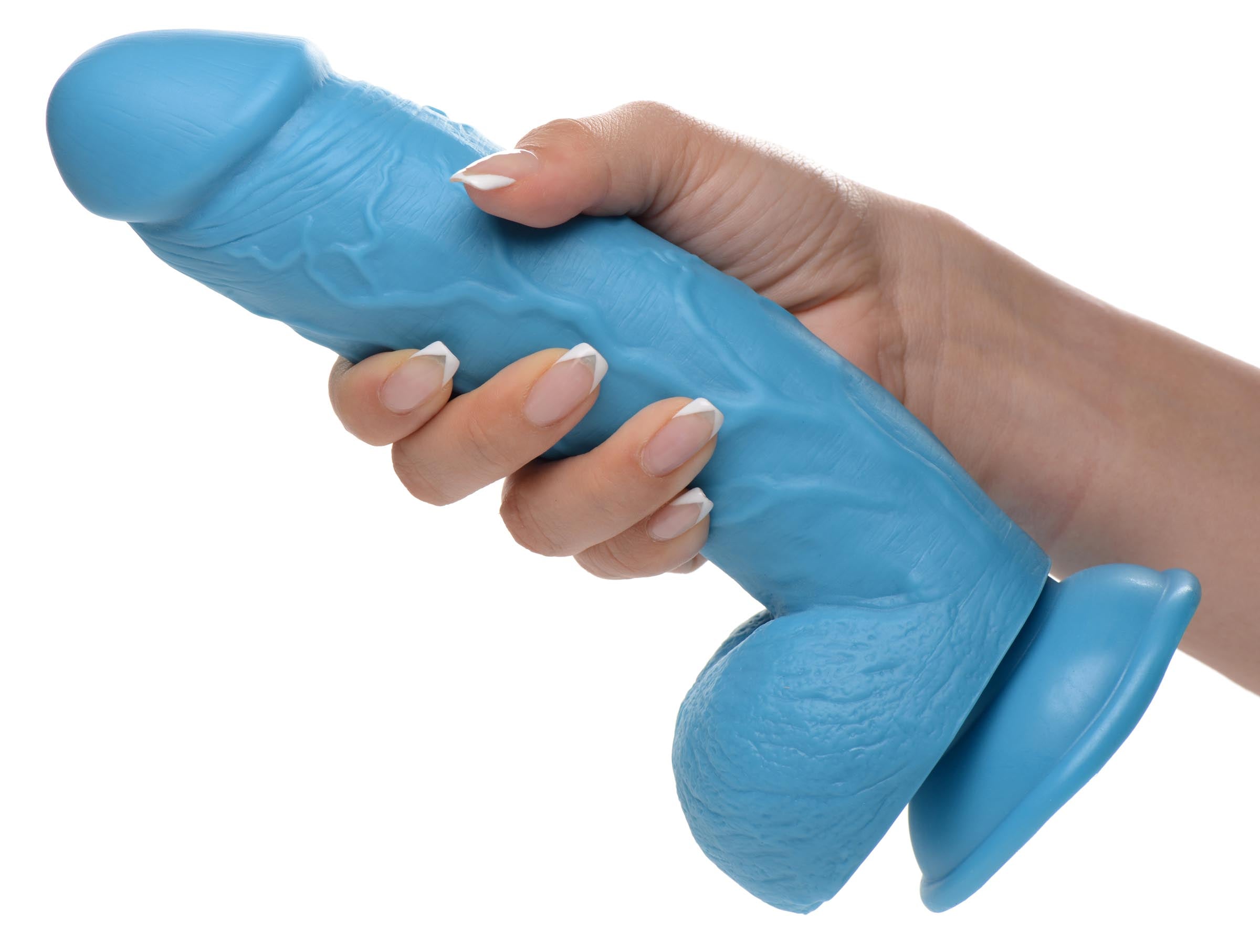 8.25 Inch Dildo with Balls - Blue