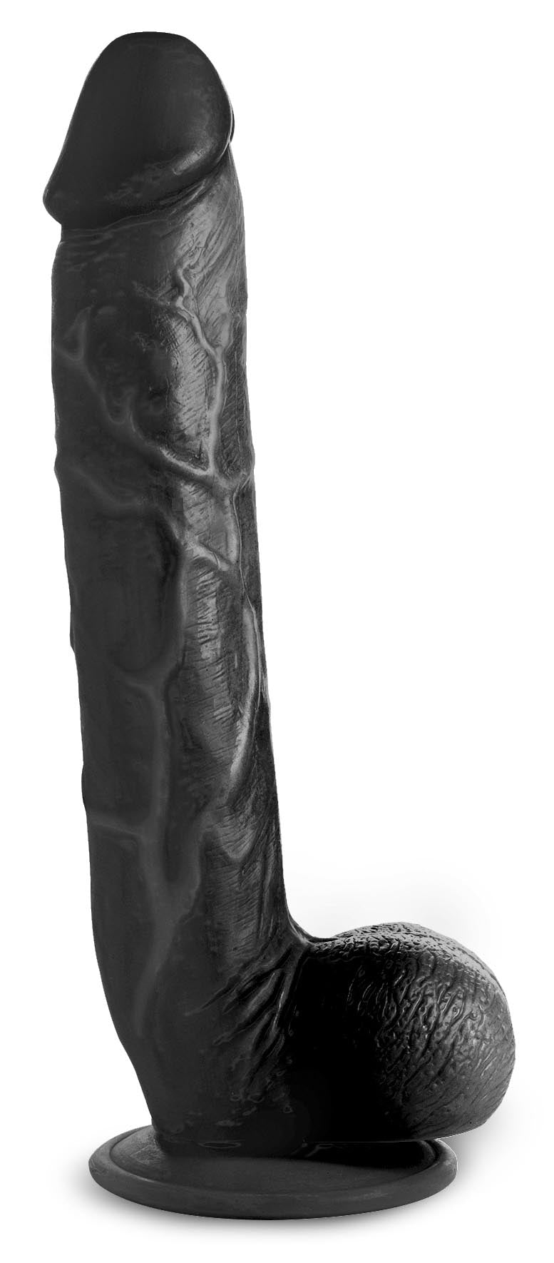 Long Logan 10 Inch Dildo with Balls - Black