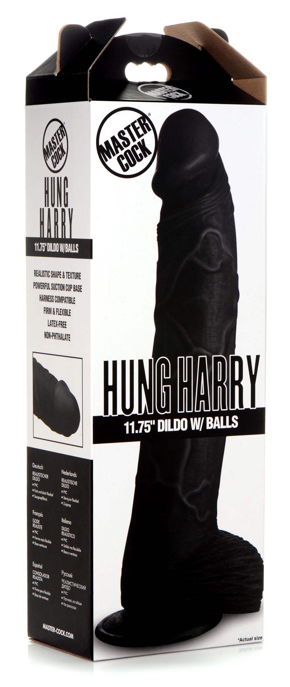 Hung Harry 11.75 Inch Dildo with Balls - Black