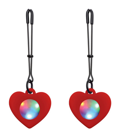 Silicone Light Up Heart Tweezer Nipple Clamps