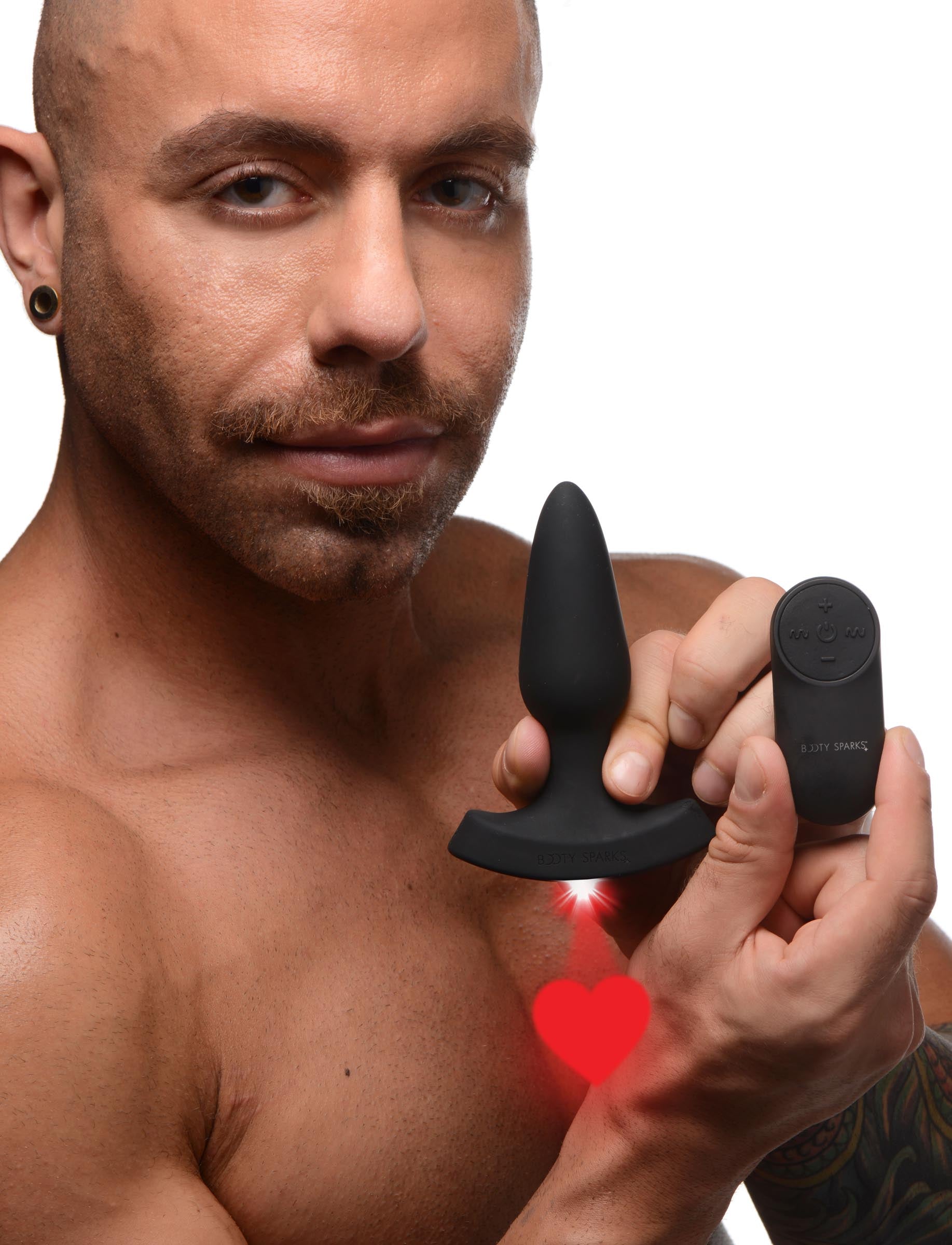 28X Laser Heart Silicone Anal Plug with Remote * Small