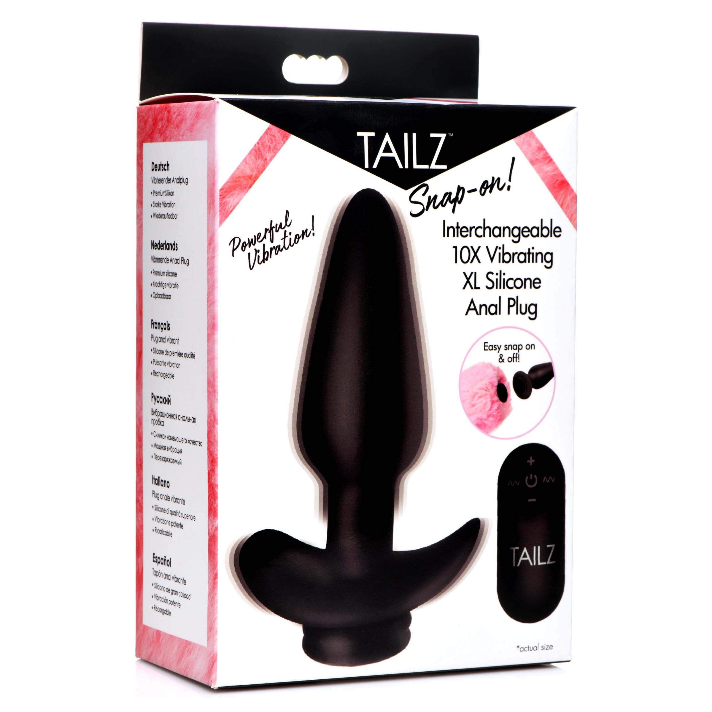 Interchangeable 10X Vibrating Silicone Anal Plug with Remote - XL