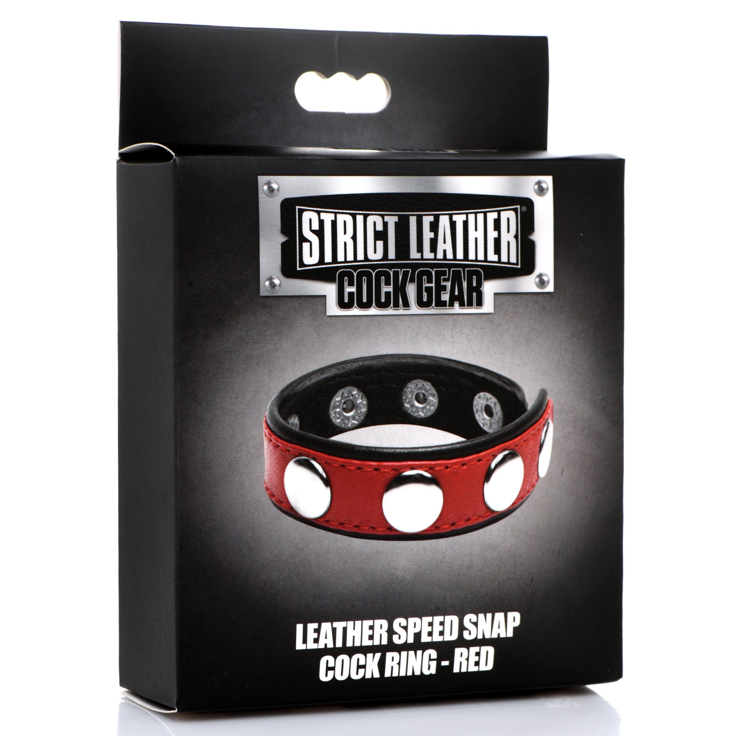 Leather Speed Snap Cock Ring - Red