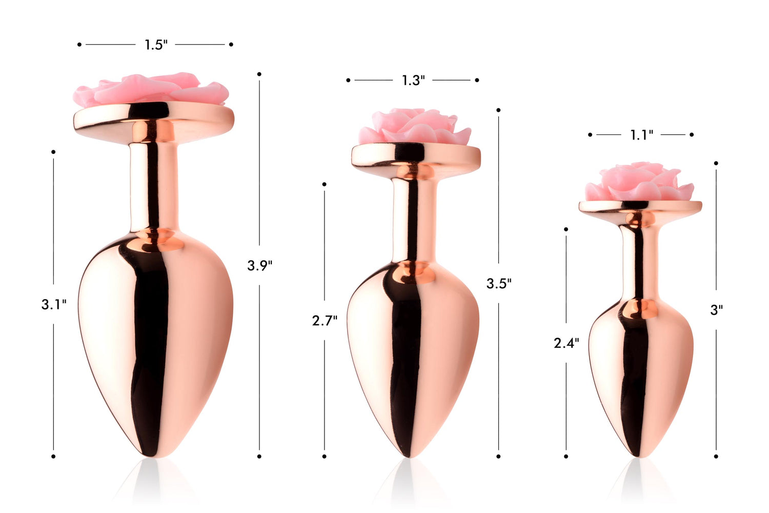 Rose Gold Anal Plug with Pink Flower - Small