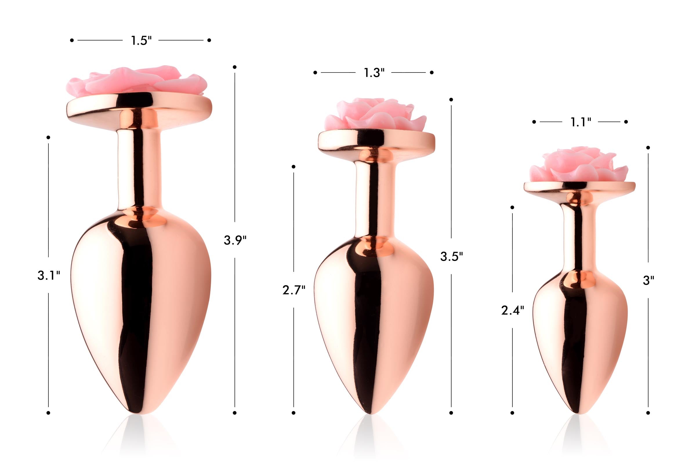 Rose Gold Anal Plug with Pink Flower - Small