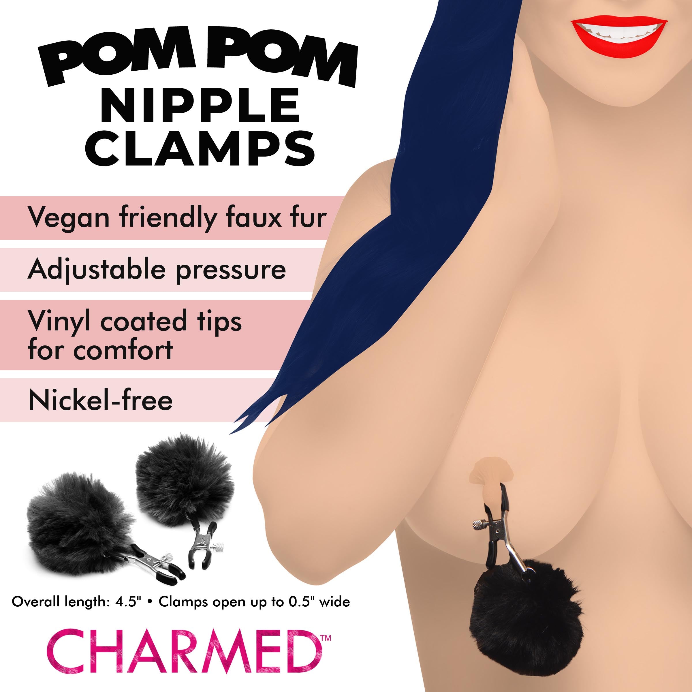 Pom Pom Nipple Clamps - Black