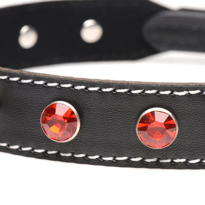 Rhinestone Choker with O-Ring - Red