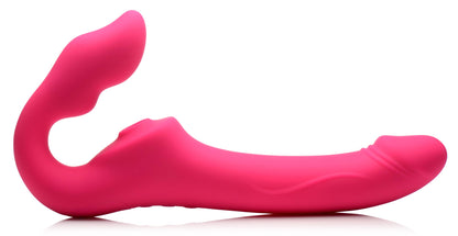 Licking and Vibrating Strapless Strap-On with Remote Control