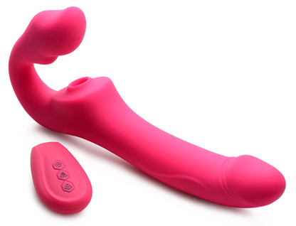 Licking and Vibrating Strapless Strap-On with Remote Control