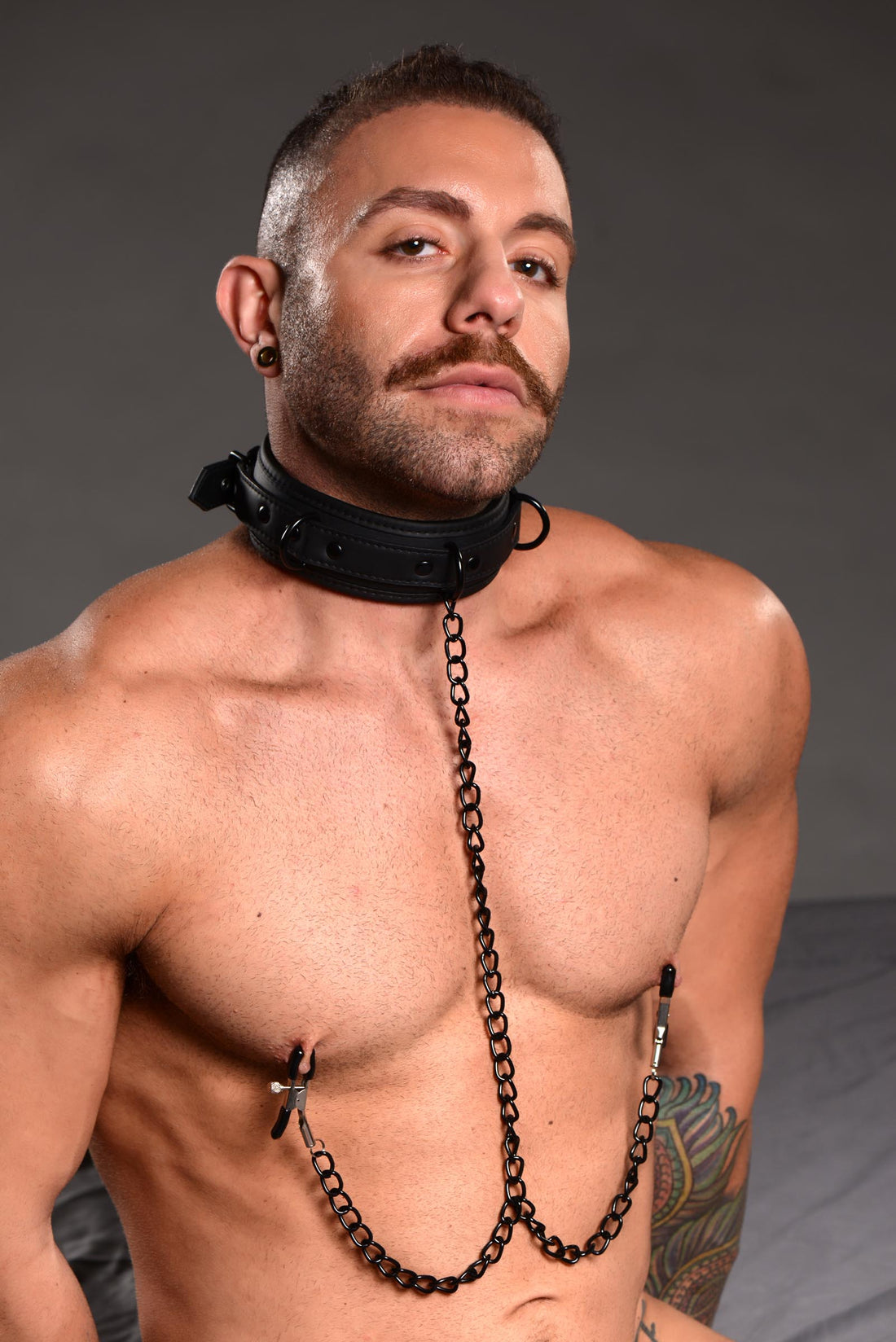 Collared Temptress Collar with Nipple Clamps