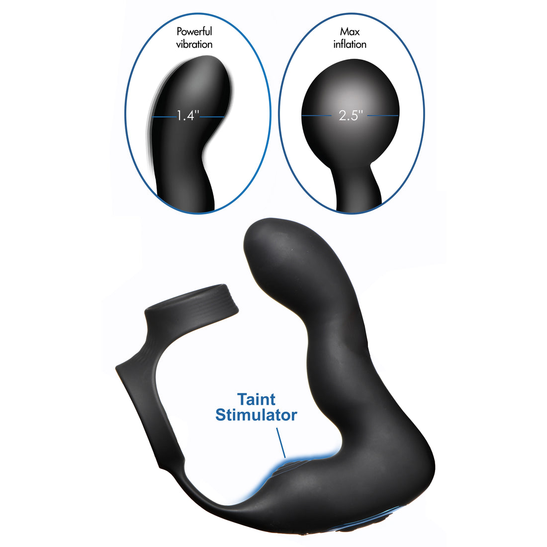 10X Inflatable and Vibrating Prostate Plug with Cock and Ball Ring