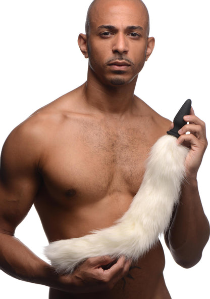 Small Anal Plug with Interchangeable Fox Tail - White