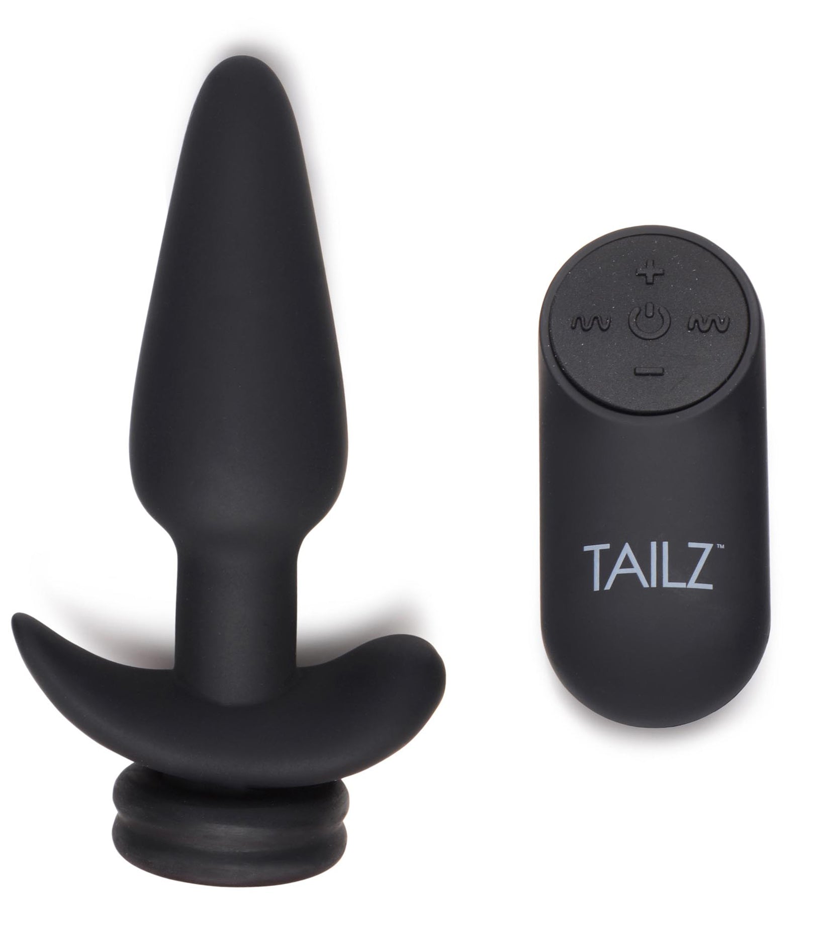 Small Vibrating Anal Plug with Interchangeable Fox Tail - Black and White