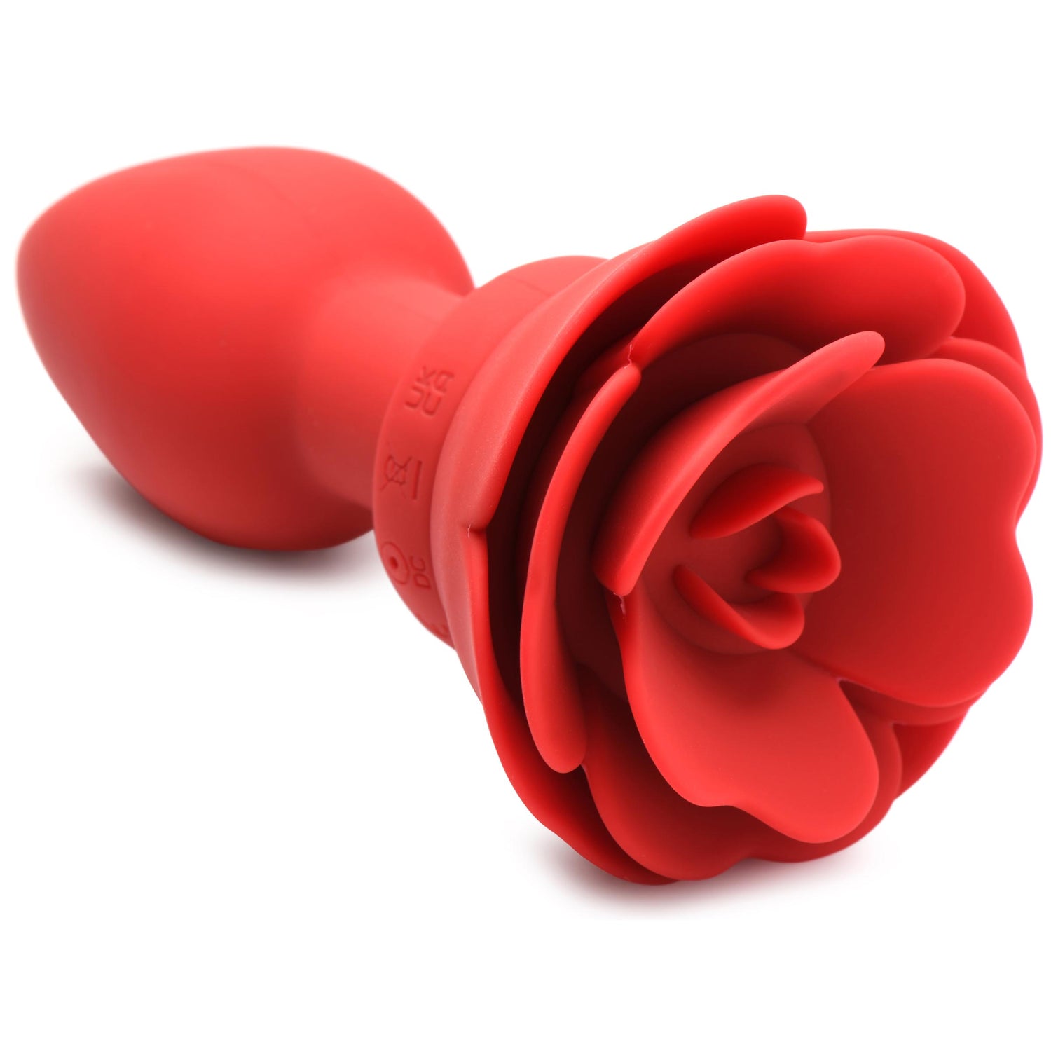 28X Silicone Vibrating Rose Anal Plug with Remote - Large