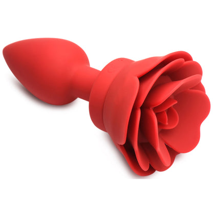 28X Silicone Vibrating Rose Anal Plug with Remote - Medium