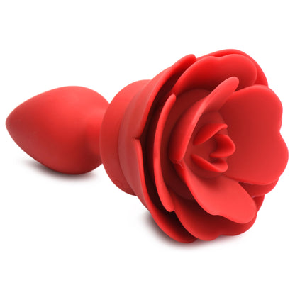 28X Silicone Vibrating Rose Anal Plug with Remote - Small