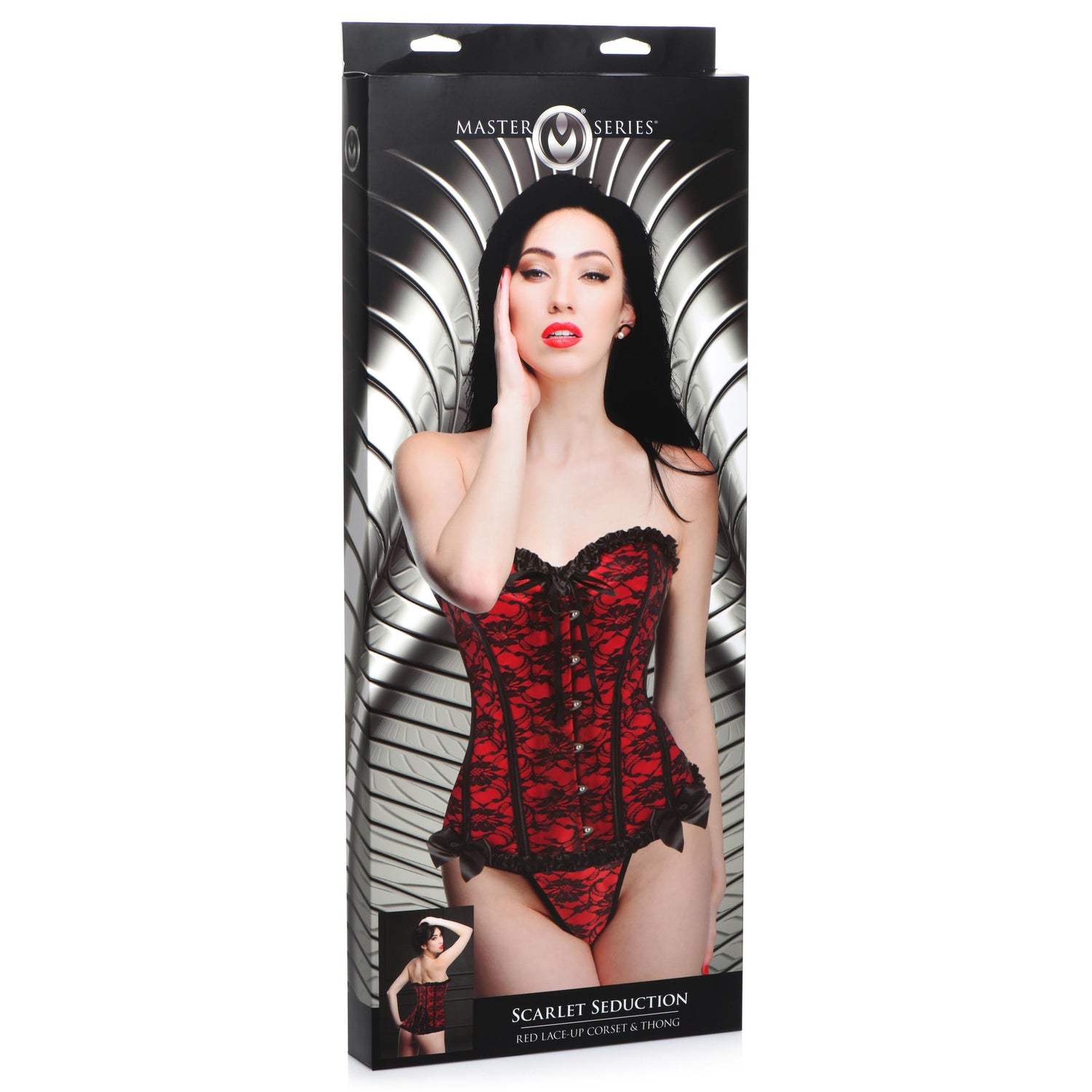 Scarlet Seduction Lace-up Corset and Thong - Large