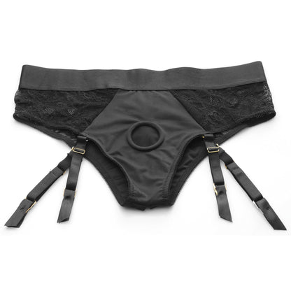 Laced Seductress Crotchless Panty Harness with Garter Straps - LXL