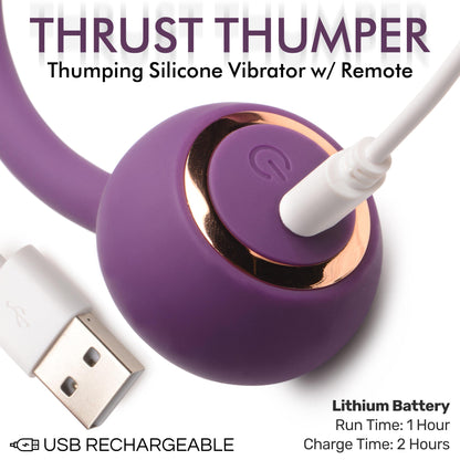 Thrust Thumper Thrusting Silicone Vibrator with Remote