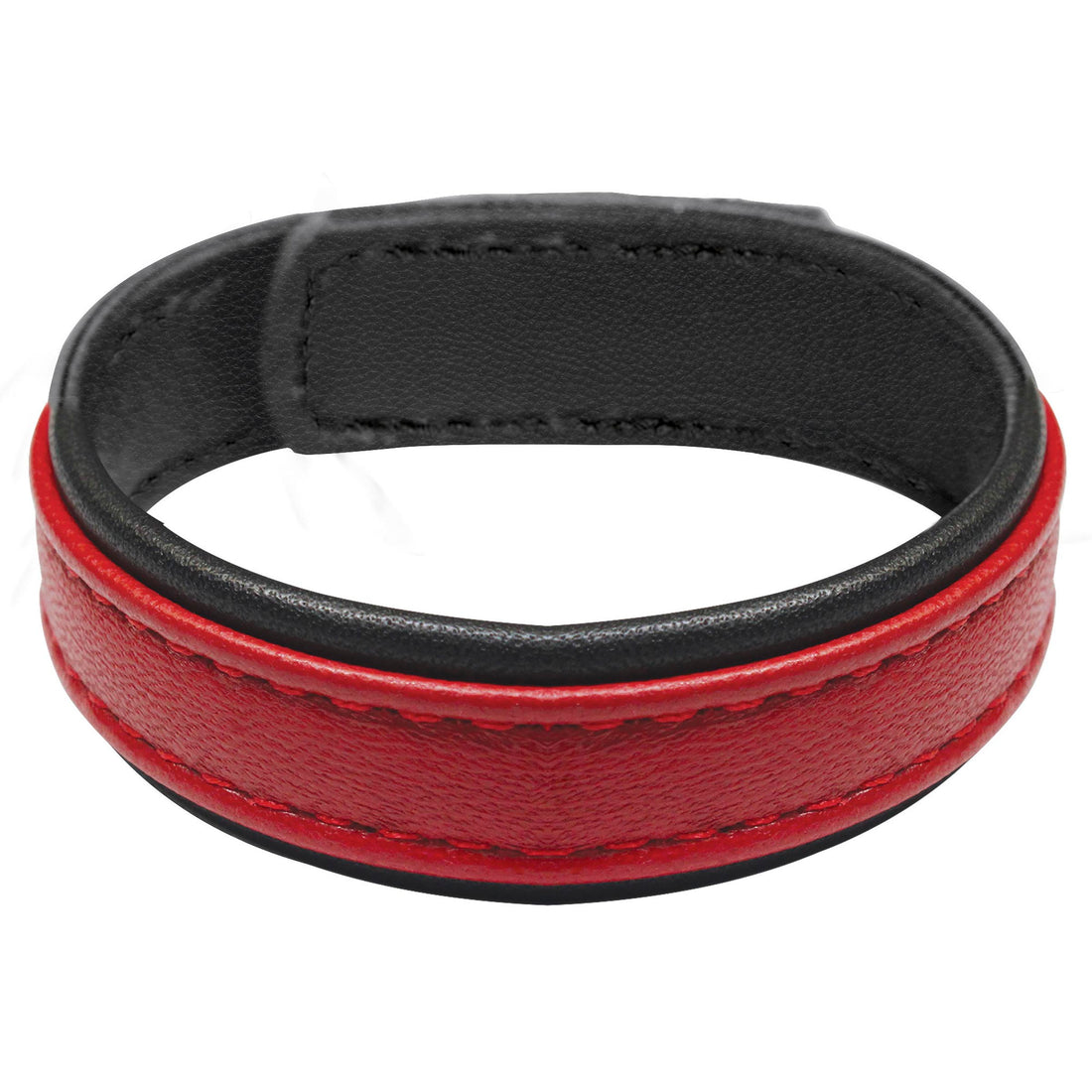 Velcro Leather Cock Ring - Red