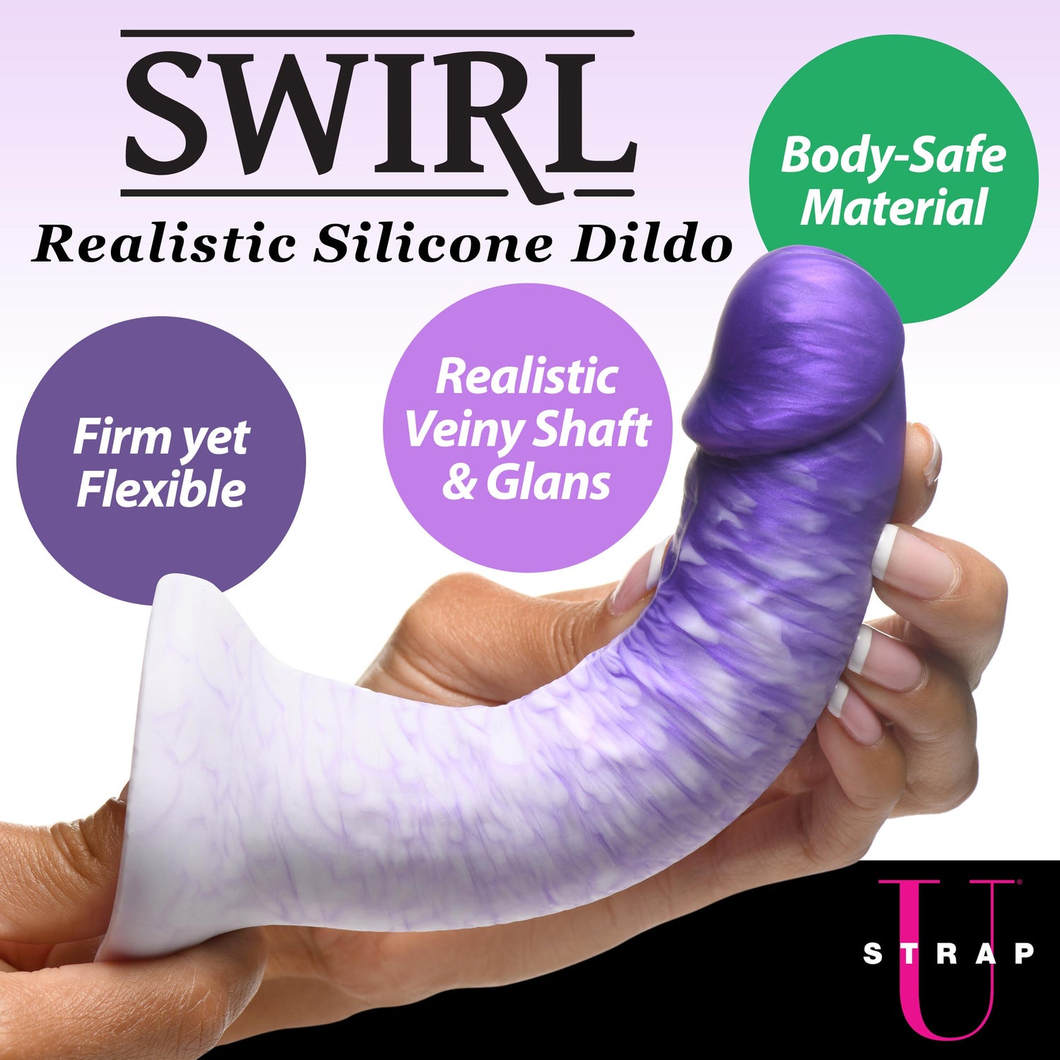 Swirl Realistic Silicone Dildo - Purple